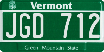 VT license plate JGD712