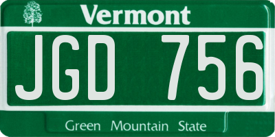 VT license plate JGD756