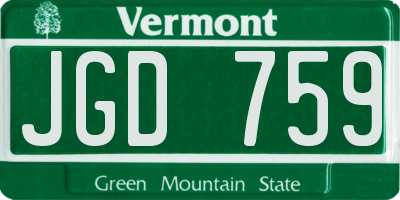 VT license plate JGD759