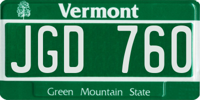 VT license plate JGD760