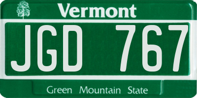 VT license plate JGD767