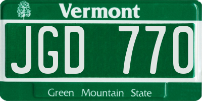 VT license plate JGD770