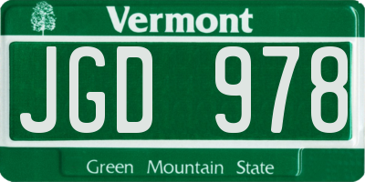 VT license plate JGD978