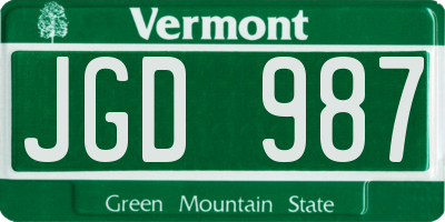 VT license plate JGD987