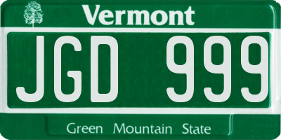 VT license plate JGD999