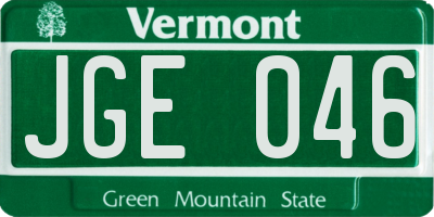 VT license plate JGE046