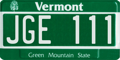VT license plate JGE111