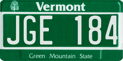 VT license plate JGE184