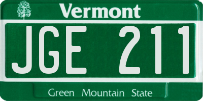 VT license plate JGE211