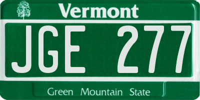 VT license plate JGE277