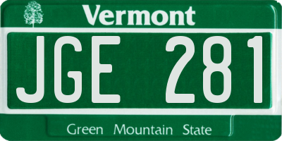 VT license plate JGE281