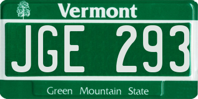 VT license plate JGE293
