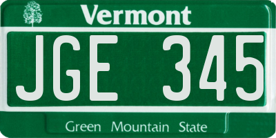 VT license plate JGE345