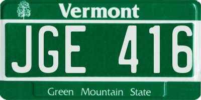 VT license plate JGE416