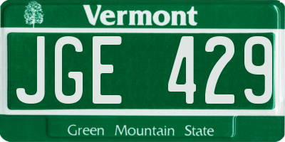 VT license plate JGE429