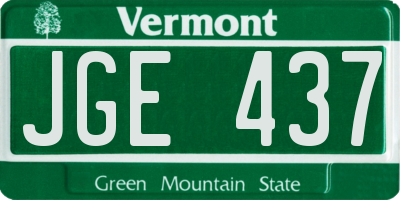 VT license plate JGE437