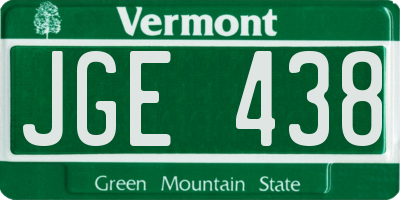 VT license plate JGE438