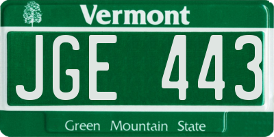 VT license plate JGE443