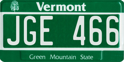 VT license plate JGE466