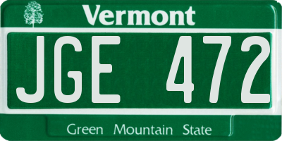 VT license plate JGE472