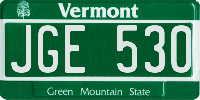 VT license plate JGE530