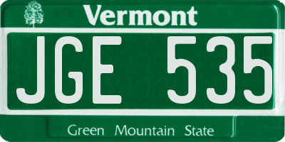 VT license plate JGE535