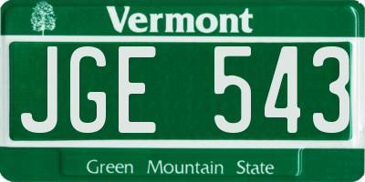 VT license plate JGE543