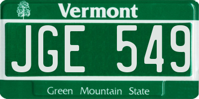 VT license plate JGE549