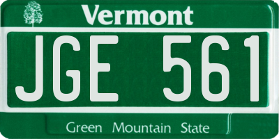 VT license plate JGE561