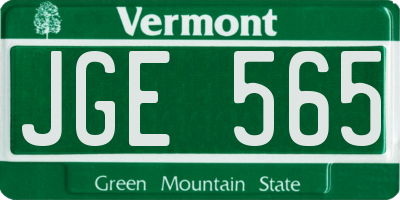VT license plate JGE565