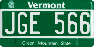 VT license plate JGE566