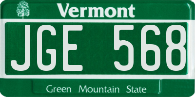 VT license plate JGE568