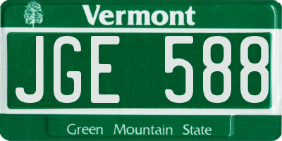 VT license plate JGE588