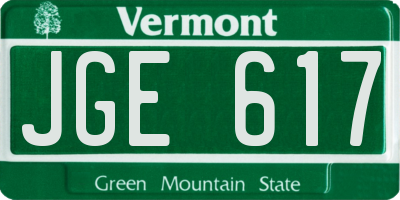 VT license plate JGE617