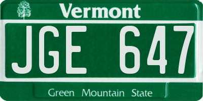 VT license plate JGE647
