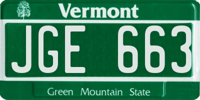 VT license plate JGE663