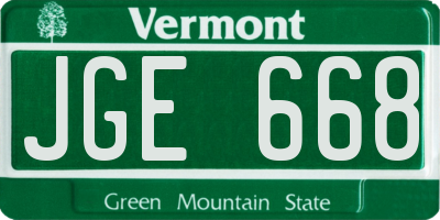 VT license plate JGE668
