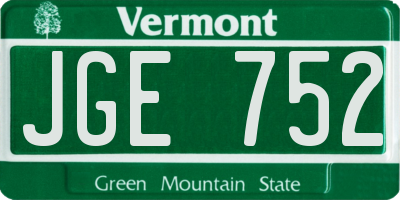 VT license plate JGE752