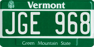 VT license plate JGE968