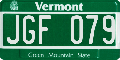 VT license plate JGF079