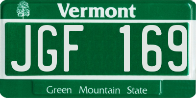 VT license plate JGF169