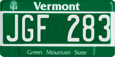 VT license plate JGF283