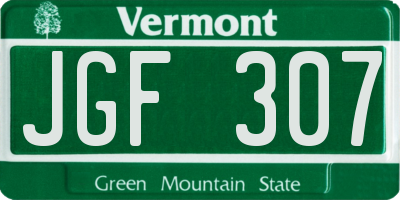 VT license plate JGF307