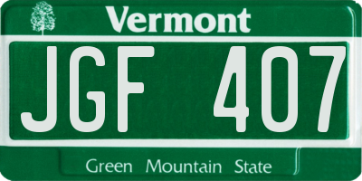 VT license plate JGF407