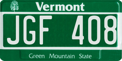 VT license plate JGF408