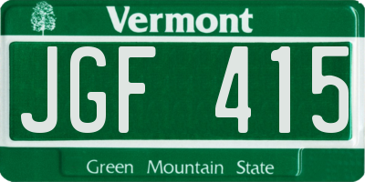 VT license plate JGF415