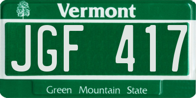 VT license plate JGF417