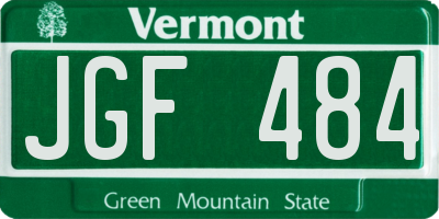 VT license plate JGF484