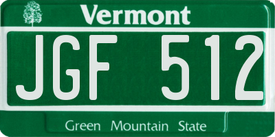 VT license plate JGF512