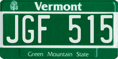 VT license plate JGF515